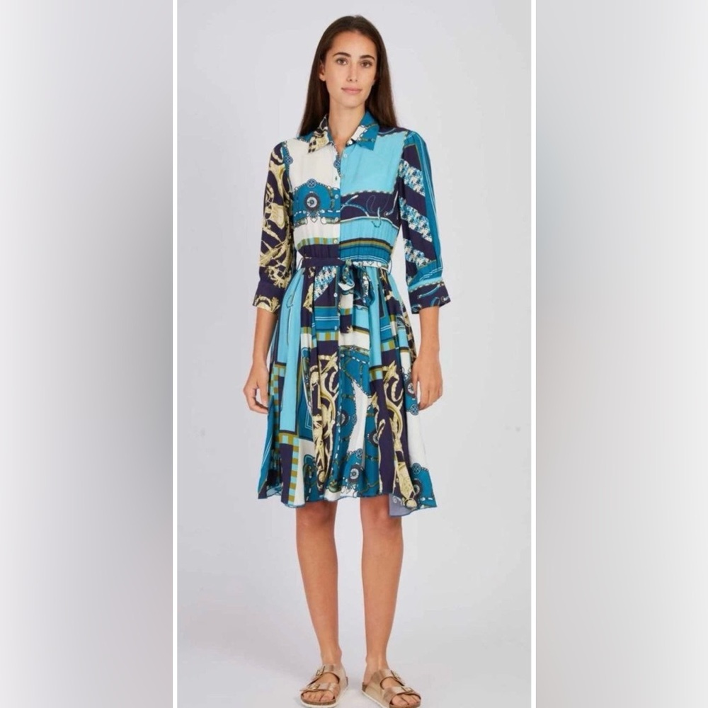 NWT Maison Derhy Women's Dress Long Sleeve PE recoge Size M,L